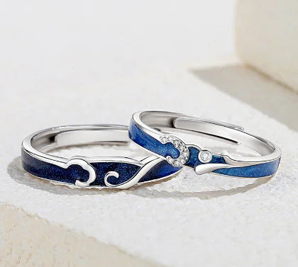 Original Starry Sky Sterling Silver Couple Ring
