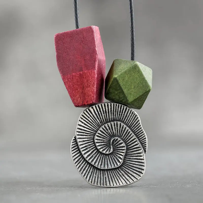 Vintage Ethnic Style Alloy Sweater Chain with Wood Pendant