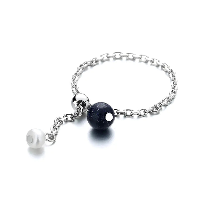 Women's Sterling Silver Geometric Starry Sky Ring