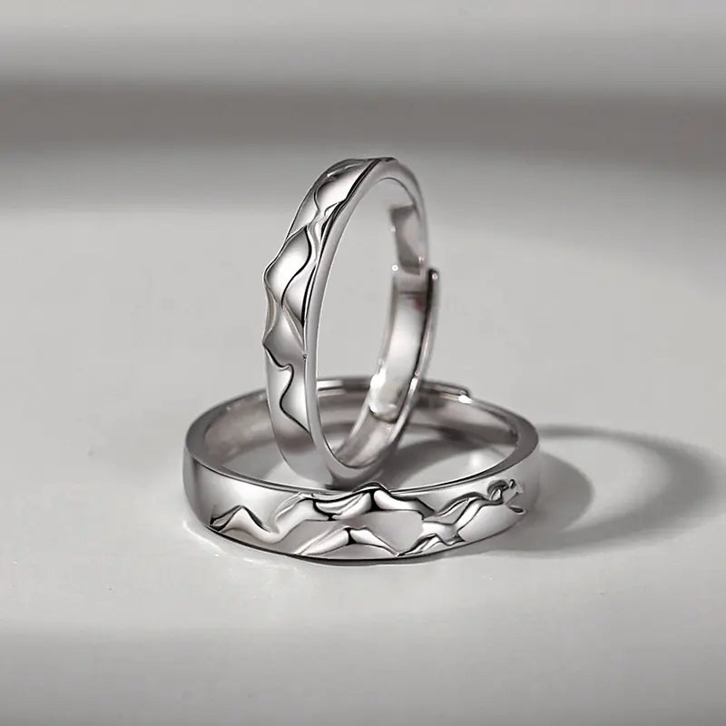 Sterling Silver Mountain Couple Ring - Original Design