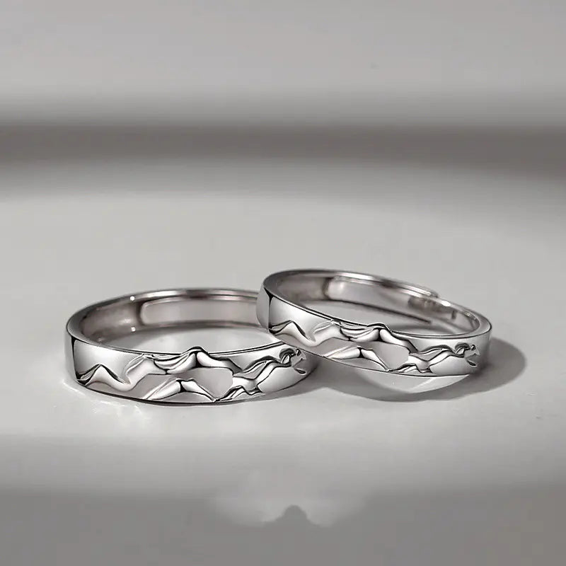 Sterling Silver Mountain Couple Ring - Original Design