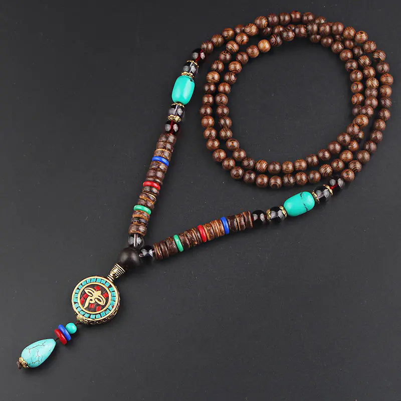 Vintage Beaded Sweater Necklace with Pendant for Men/Women