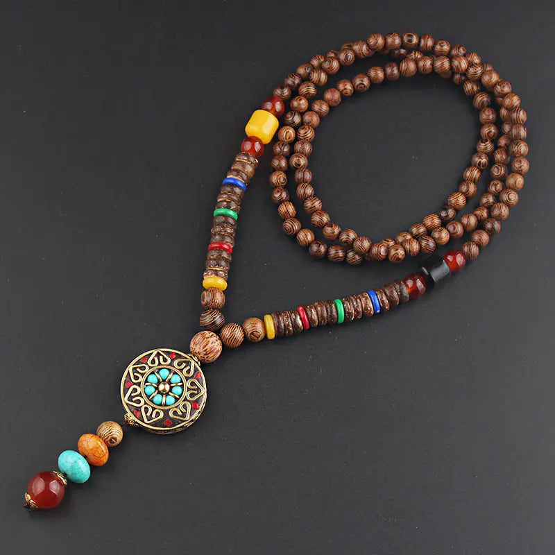 Vintage Beaded Sweater Necklace with Pendant for Men/Women
