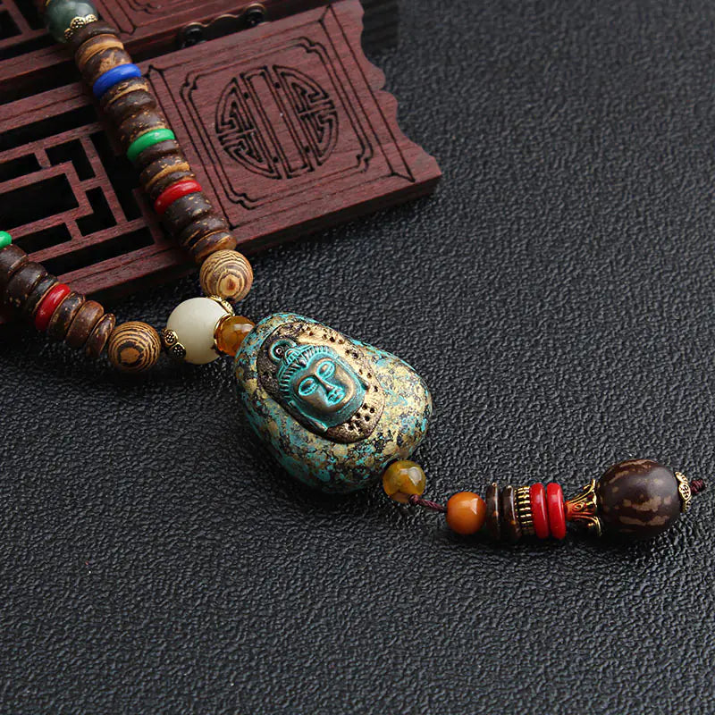 Vintage Beaded Sweater Necklace with Pendant for Men/Women