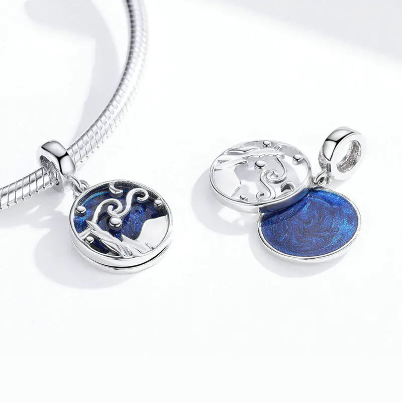 Sterling Silver Starry Sky Pendant for DIY Bracelets