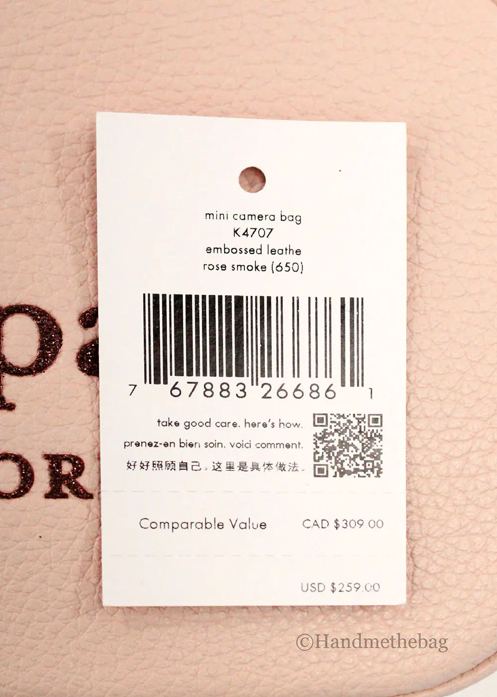 Kate Spade Mini Pink Embossed Leather Glitter Camera Bag