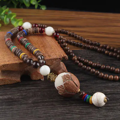 Vintage Beaded Sweater Necklace with Pendant for Men/Women